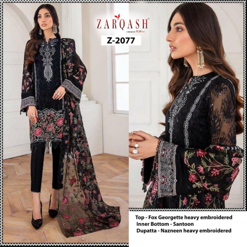 Zarqash 2077 Georgette Heavy Embroidery Festive Wear Pakistani Salwar Kameez